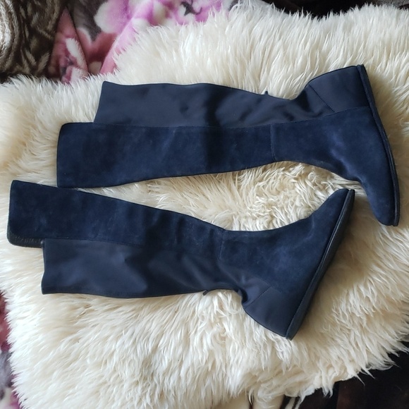 Stuart Weitzman women's blue leather suede knee high boots size 36 - Picture 1 of 8